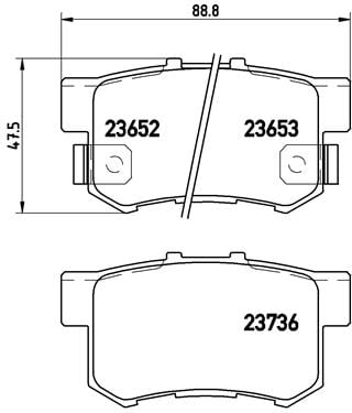 Remblokken achterzijde Brembo premium voor Honda Civic type 7 Coupe 1.7 I