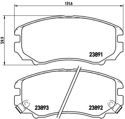 Remblokken voorzijde Brembo premium voor Hyundai Sonata type 4 2.7 V6
