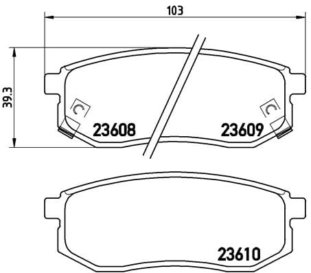 Remblokken achterzijde Brembo premium voor Hyundai Galloper type 2 2.5 Tci D