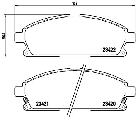 Remblokken voorzijde Brembo premium voor Nissan Pathfinder type 2 3.2 Td 4wd