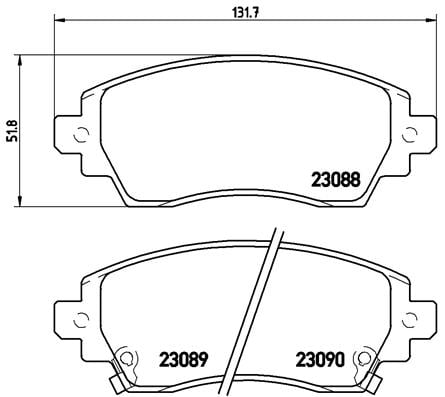 Remblokken voorzijde Brembo premium voor Toyota Corolla Compact 1.6 Aut. 