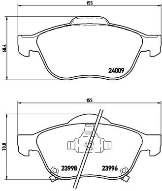 Remblokken voorzijde Brembo premium voor Toyota Avensis Liftback 1.8 