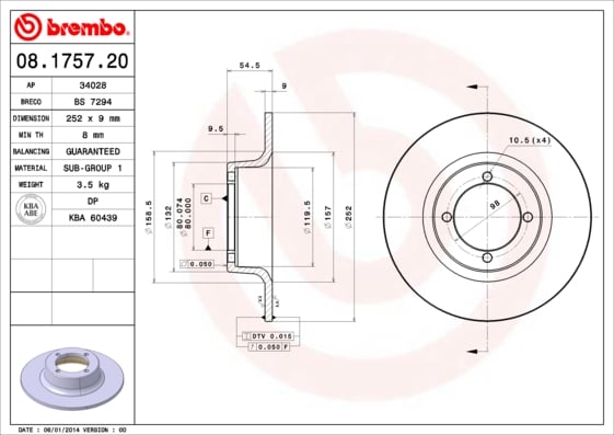 Set (2x) Remschijven voorzijde Brembo premium voor Skoda 110 1.1 L