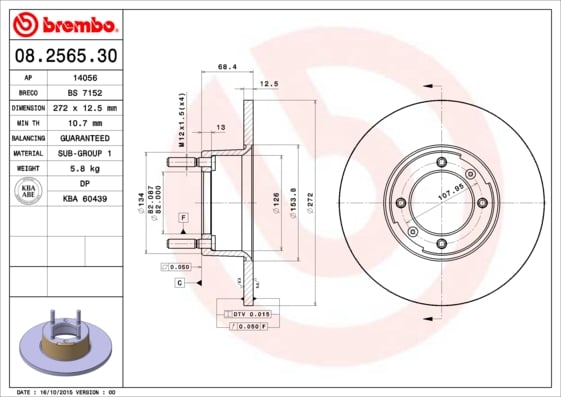 Set (2x) Remschijven voorzijde Brembo premium voor Alfa Romeo 1750-2000 2000 