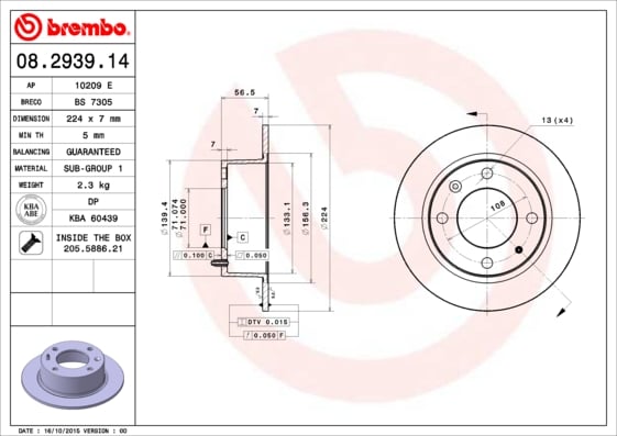 Set (2x) Remschijven achterzijde Brembo premium voor Citroen Bx 1.9 19 D 4x4