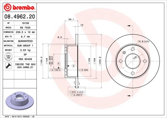 Set (2x) Remschijven voorzijde Brembo premium voor Ford Escort type 3 Turnier 1.6 D