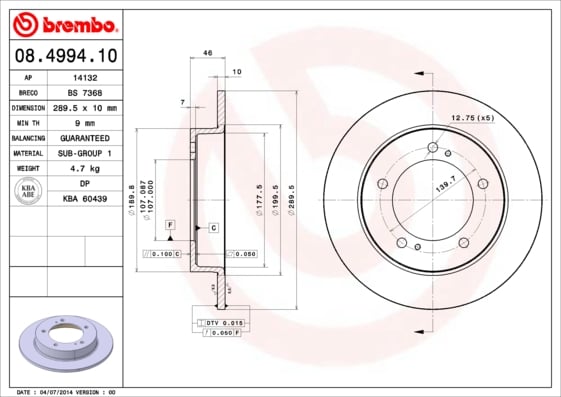 Set (2x) Remschijven voorzijde Brembo premium voor Suzuki Sj 413 1.3 