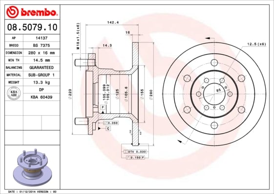 Set (2x) Remschijven voorzijde Brembo premium voor IVeco Daily type 1 Open Laadbak/ Chassis 45-10 