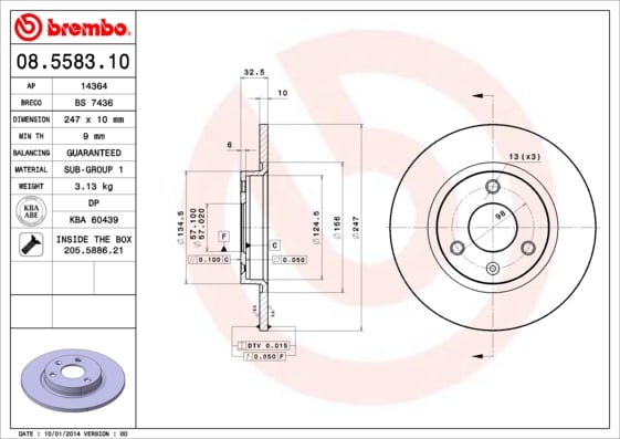 Set (2x) Remschijven voorzijde Brembo premium voor Citroen Ax 15 D