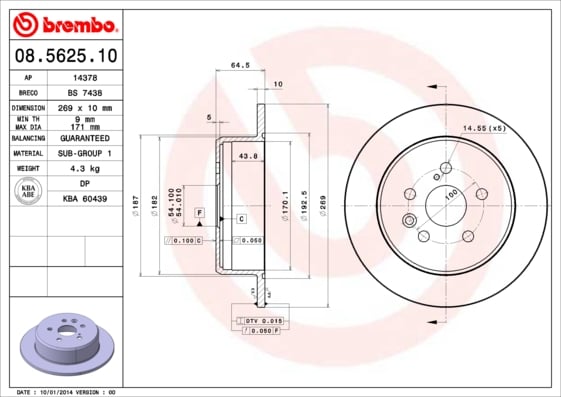 Set (2x) Remschijven achterzijde Brembo premium voor Toyota Celica 2.0 I 16v 