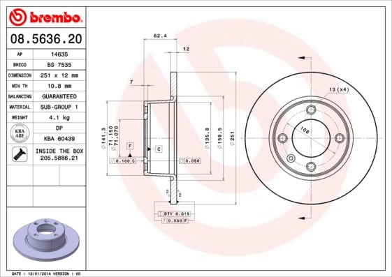 Set (2x) Remschijven achterzijde Brembo premium voor Citroen Xantia Break 2.0 Hdi 109