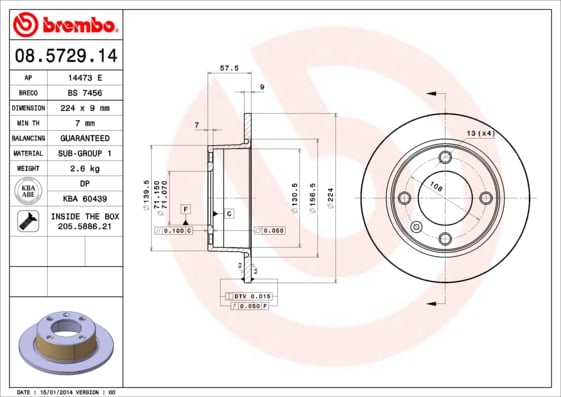 Set (2x) Remschijven achterzijde Brembo premium voor Citroen Xantia 1.9 Turbo D