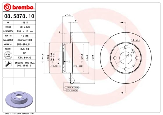 Set (2x) Remschijven voorzijde Brembo premium voor Daihatsu Charade type 4 1.3