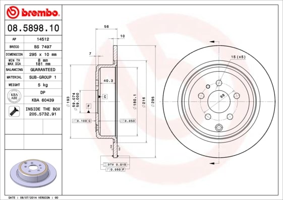 Set (2x) Remschijven achterzijde Brembo premium voor Citroen Evasion 2.0 Turbo C.t.