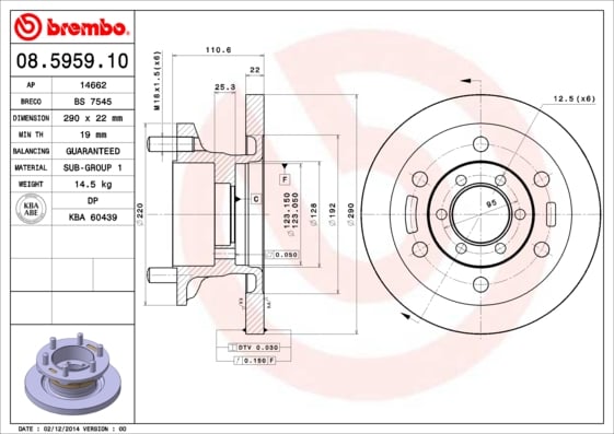 Set (2x) Remschijven voorzijde Brembo premium voor IVeco Daily type 2 Open Laadbak/ Chassis 49-10 