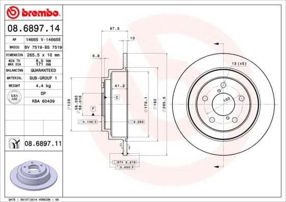 Set (2x) Remschijven achterzijde Brembo premium voor Subaru Impreza Stationwagen 1.5 Awd