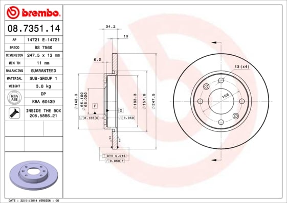 Set (2x) Remschijven voorzijde Brembo premium voor Citroen Xsara Coupe 1.4 I
