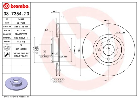 Set (2x) Remschijven voorzijde Brembo premium voor Lancia Lybra 1.6