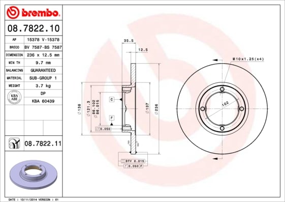 Set (2x) Remschijven voorzijde Brembo premium voor Daewoo Matiz 1.0