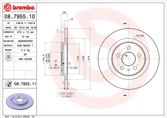 Set (2x) Remschijven achterzijde Brembo premium voor Citroen C8 2.0 Hdi