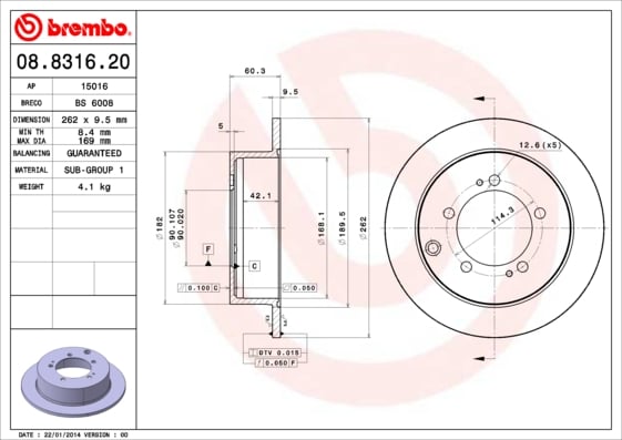Set (2x) Remschijven achterzijde Brembo premium voor Mitsubishi Eclipse type 2 2.0 Turbo 4wd