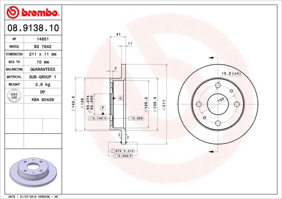 Set (2x) Remschijven voorzijde Brembo premium voor Daihatsu Cuore type 5 0.7