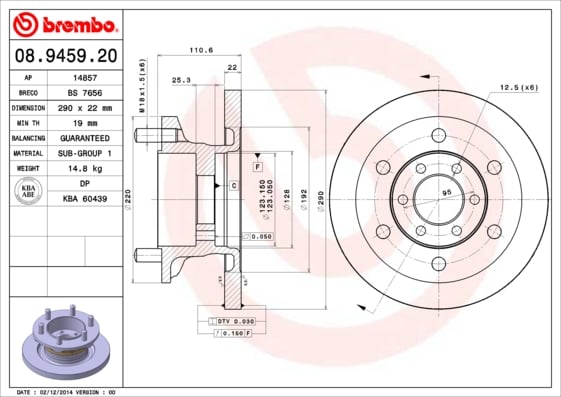 Set (2x) Remschijven voorzijde Brembo premium voor IVeco Daily type 3 Open Laadbak/ Chassis 35 C 10 V , 35 S 10 V 