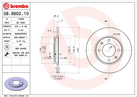 Set (2x) Remschijven achterzijde Brembo premium voor Citroen Xsara Break 1.9 D