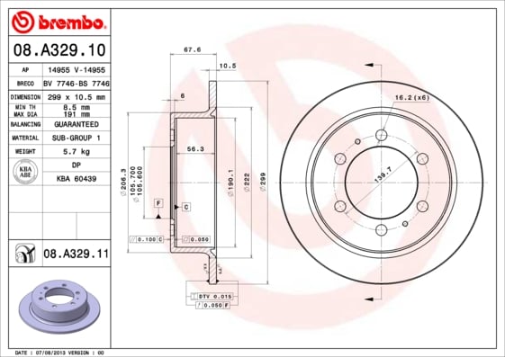 Set (2x) Remschijven achterzijde Brembo premium voor Ssangyong Musso 2.3 Tdic Vierwielaandrijving