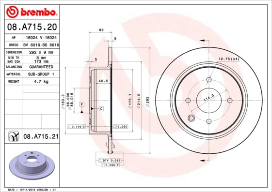 Set (2x) Remschijven achterzijde Brembo premium voor Nissan Juke 1.6 Dig-t Nismo Rs 4x4