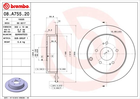 Set (2x) Remschijven achterzijde Brembo premium voor Mitsubishi Grandis 2.0 Di-d 