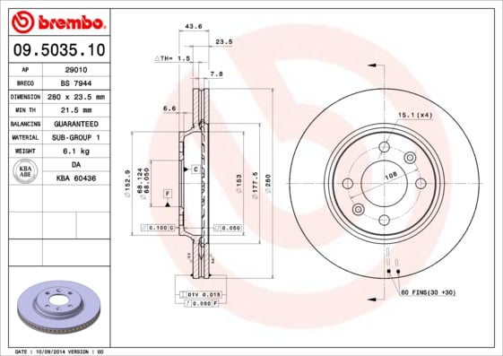 Set (2x) Remschijven voorzijde Brembo premium voor Saab 9000 2.0 -16 Turbo