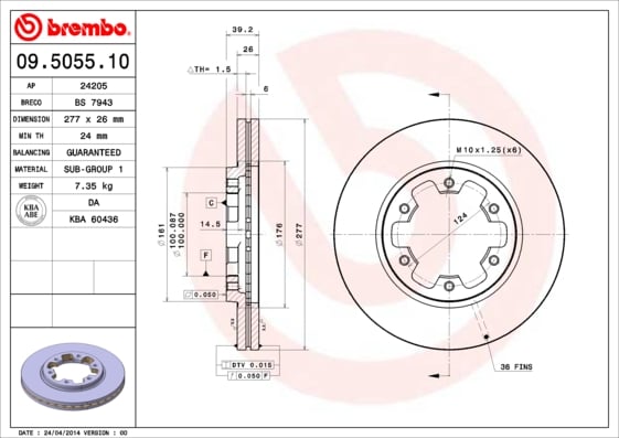 Set (2x) Remschijven voorzijde Brembo premium voor Nissan Terrano type 2 3.3 4wd