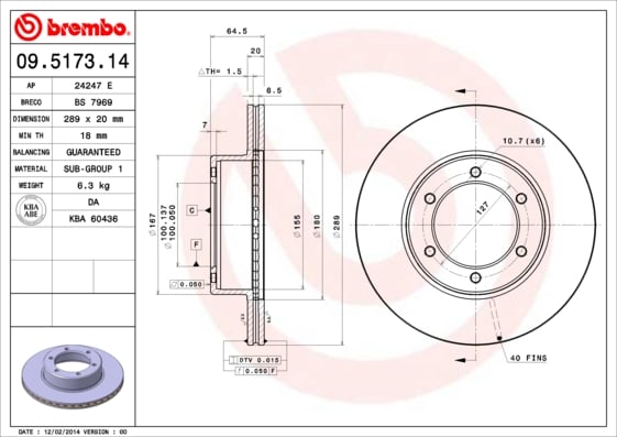 Set (2x) Remschijven voorzijde Brembo premium voor Toyota 4 Runner 3.0 