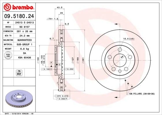 Set (2x) Remschijven voorzijde Brembo premium voor Fiat Ulysse 2.0 Turbo 