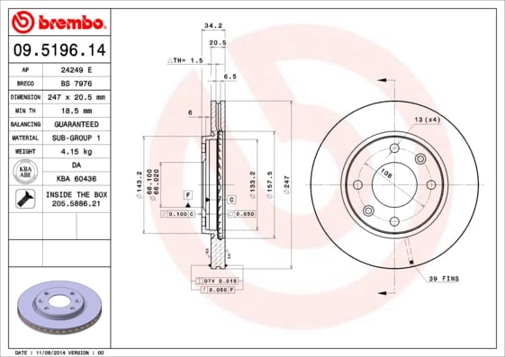 Set (2x) Remschijven voorzijde Brembo premium voor Citroen Zx Break 1.9 D
