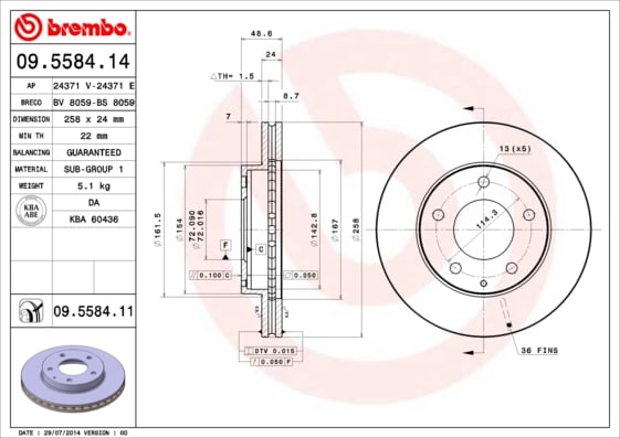 Set (2x) Remschijven voorzijde Brembo premium voor Mazda Mx-6 2.0
