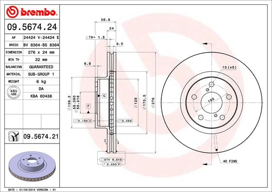 Set (2x) Remschijven voorzijde Brembo premium voor Subaru Legacy type 5 2.0 I Awd