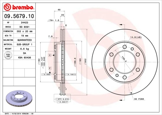 Set (2x) Remschijven voorzijde Brembo premium voor Toyota Land Cruiser 3.4 D 