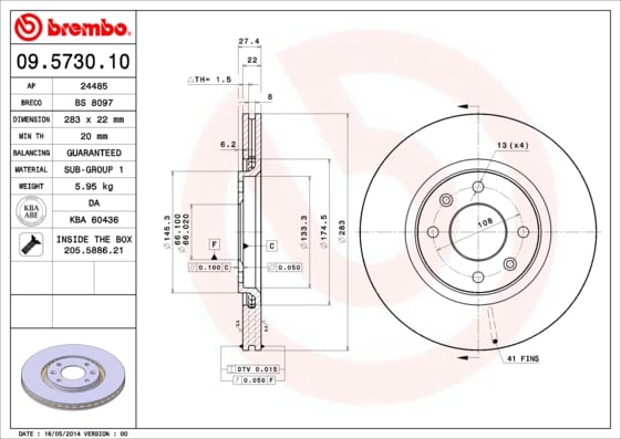 Set (2x) Remschijven voorzijde Brembo premium voor Citroen Xsara 2.0 Hdi 109