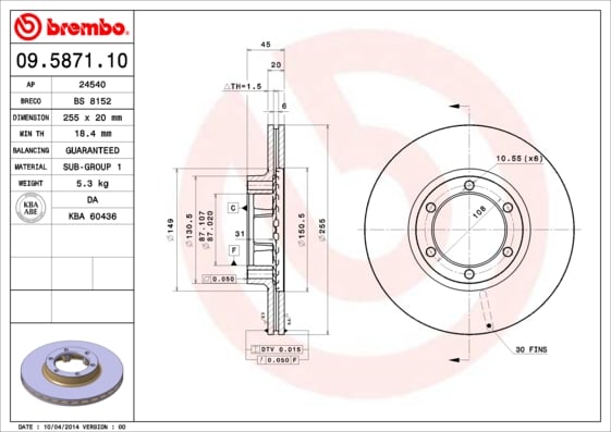 Set (2x) Remschijven voorzijde Brembo premium voor Mitsubishi Pajero type 1 Canvas Top 2.5 Td 