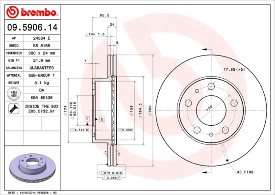 Set (2x) Remschijven voorzijde Brembo premium voor Citroen Jumper Bestelwagen 2.5 D 4x4