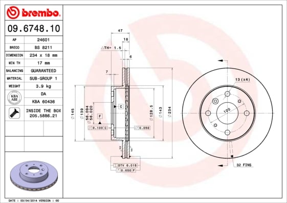 Set (2x) Remschijven voorzijde Brembo premium voor Daihatsu Charade type 4 1.3 16v