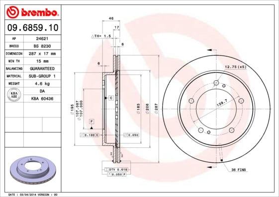 Set (2x) Remschijven voorzijde Brembo premium voor Suzuki Vitara 1.9 D Vierwielaandrijving 