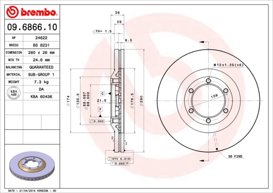 Set (2x) Remschijven voorzijde Brembo premium voor Isuzu Trooper type 3 Terreinwagen Open 3.0 Dti