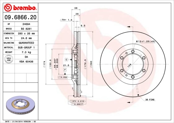 Set (2x) Remschijven voorzijde Brembo premium voor Isuzu Trooper type 3 3.0 Dti