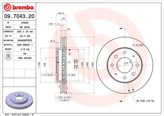 Set (2x) Remschijven voorzijde Brembo premium voor Mitsubishi Space Runner 1.8 4wd 