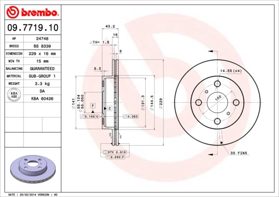 Set (2x) Remschijven voorzijde Brembo premium voor Toyota Starlet 1.3 12v 
