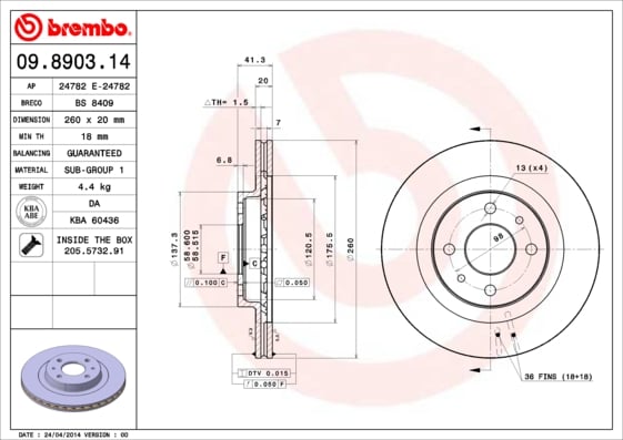 Set (2x) Remschijven voorzijde Brembo premium voor Lada 110 1.5