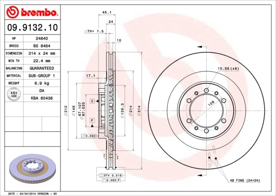 Set (2x) Remschijven voorzijde Brembo premium voor Mitsubishi Pajero Sport Van type 1 3.0 V6